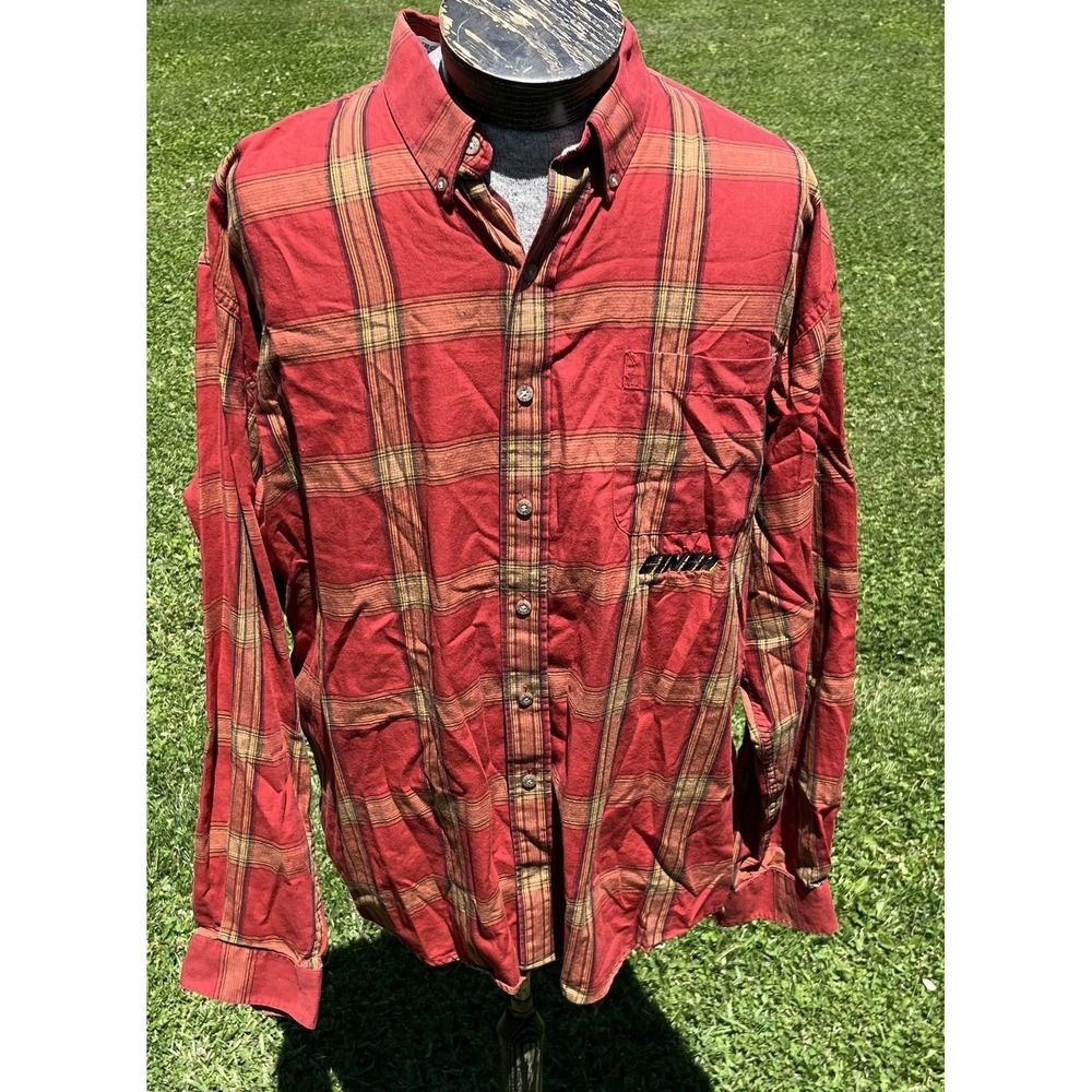 Cinch Shirt Mens XL Red Plaid Button Front Long Sleeve Western Cotton